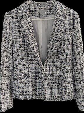 Superbe Veston Carrelé Bleu – Coupe Cintrée  lorsqu'attaché– Look Casual Chic